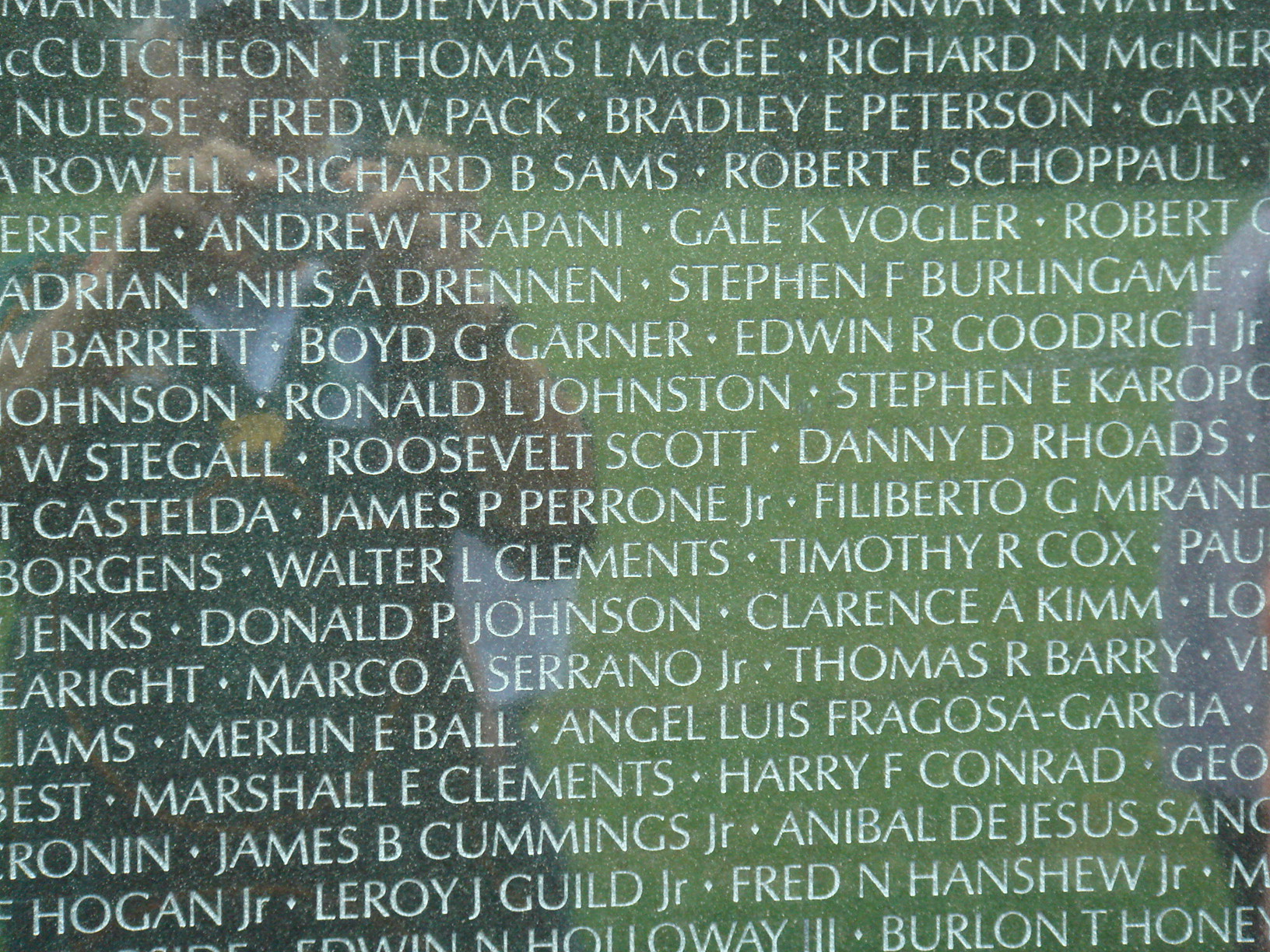 Names on Vietnam Veterans Memorial Wall