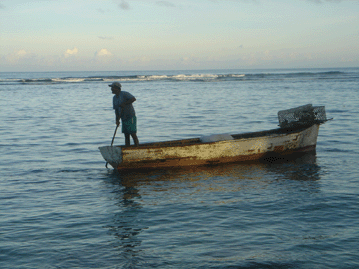Mauritius, boat at dawn